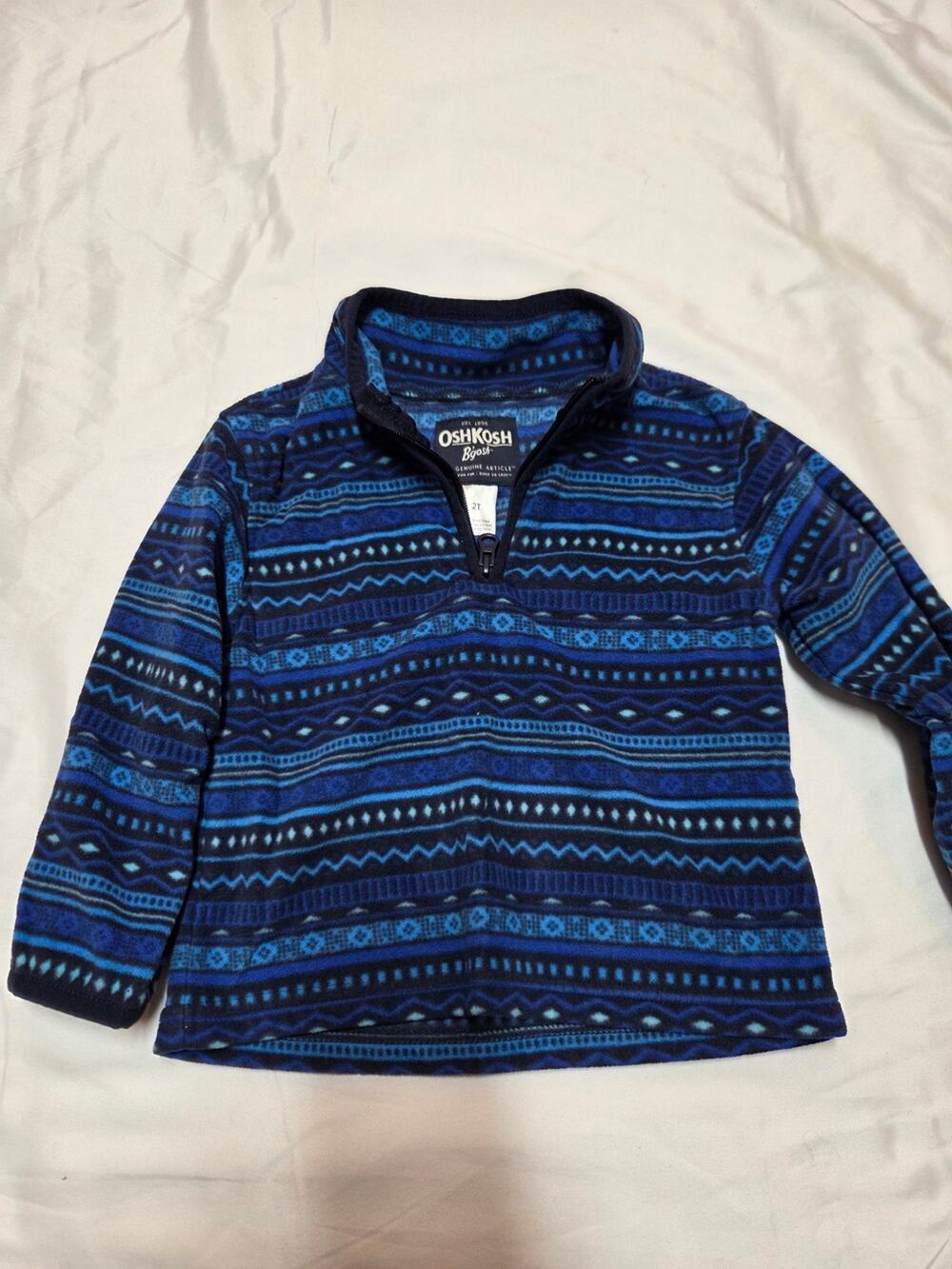 OshKosh B'gosh Navy & Royal Blue Patterned Fleece Pullover 2T